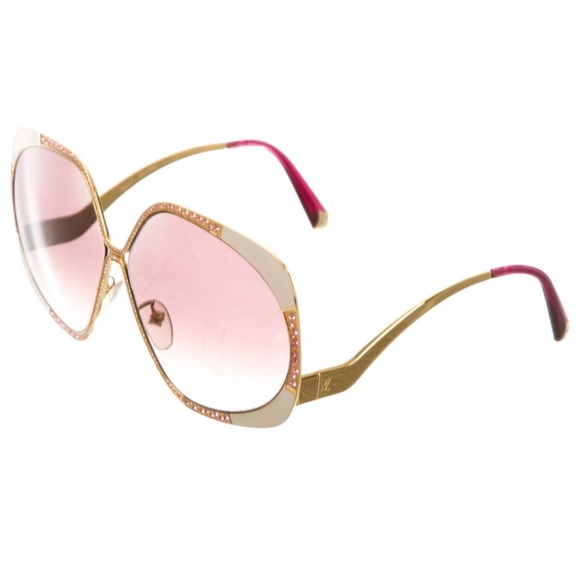 👓💛❤️LOUIS VUITTON VINTAGE SUZY EMBELLISHED OVERSIZED SUNGLASSES Z0400U M1120 - Picture 4 of 17